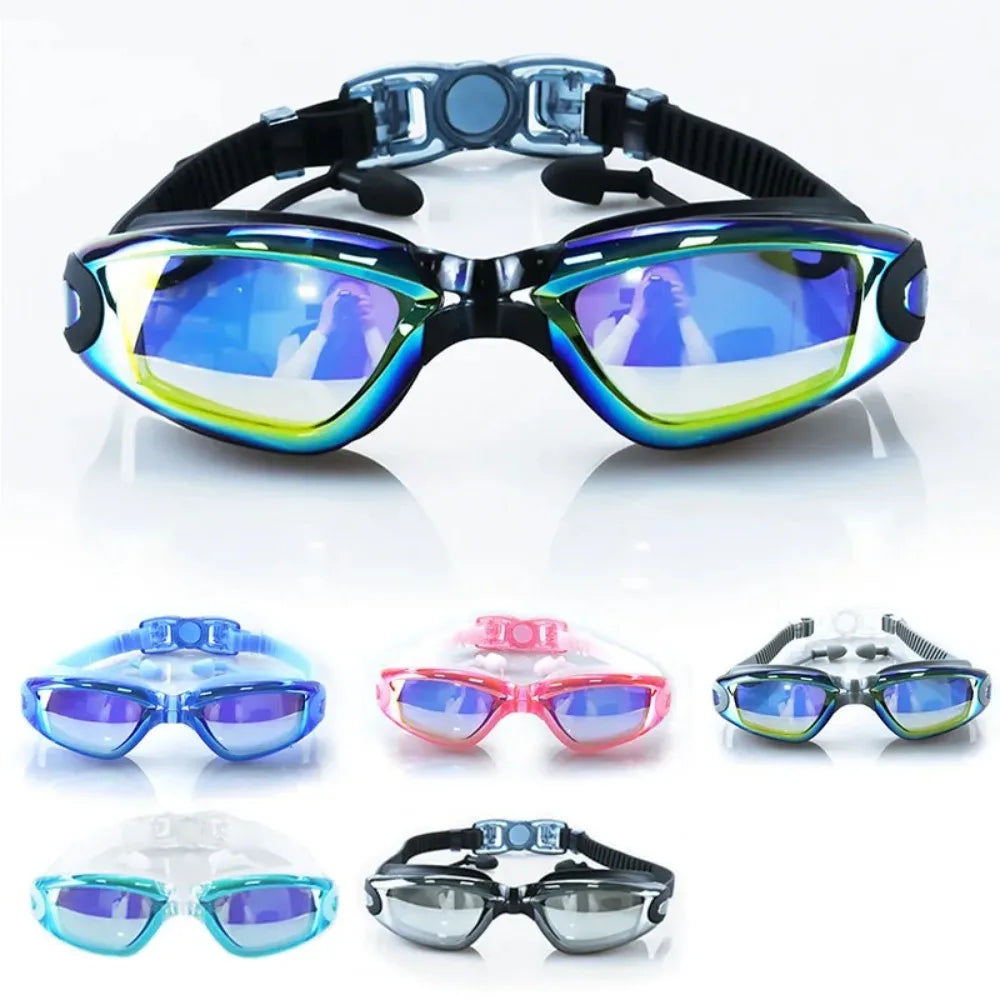Swimming Goggles Adult Pool Glasses anti Fog UV Protection Optical Waterproof Swim Eyewear with Earplugs